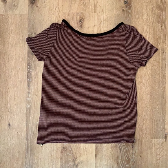 Vintage Blush Side Zip Striped Shirt Size Large Juniors - Picture 5 of 5